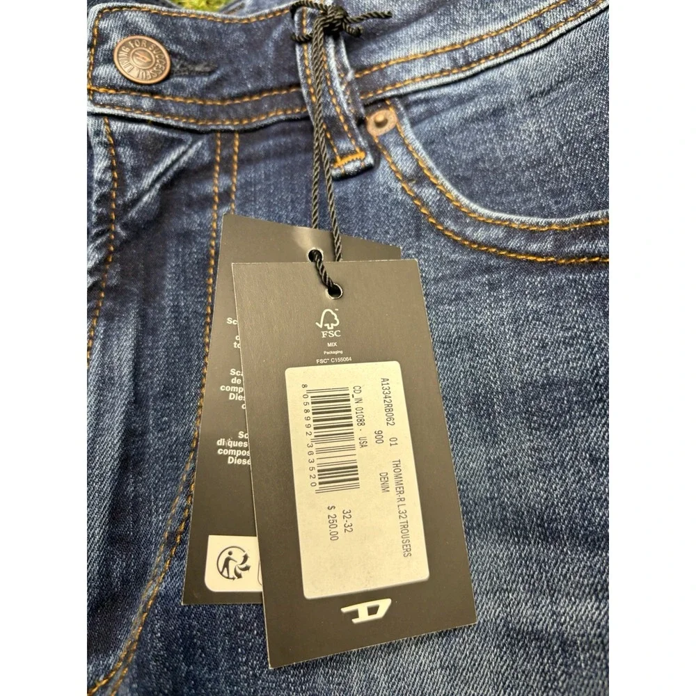 Diesel Jeans Mens 32x32 Thommer Slim Skinny Stretch Dark Wash Denim RM06302 NWT